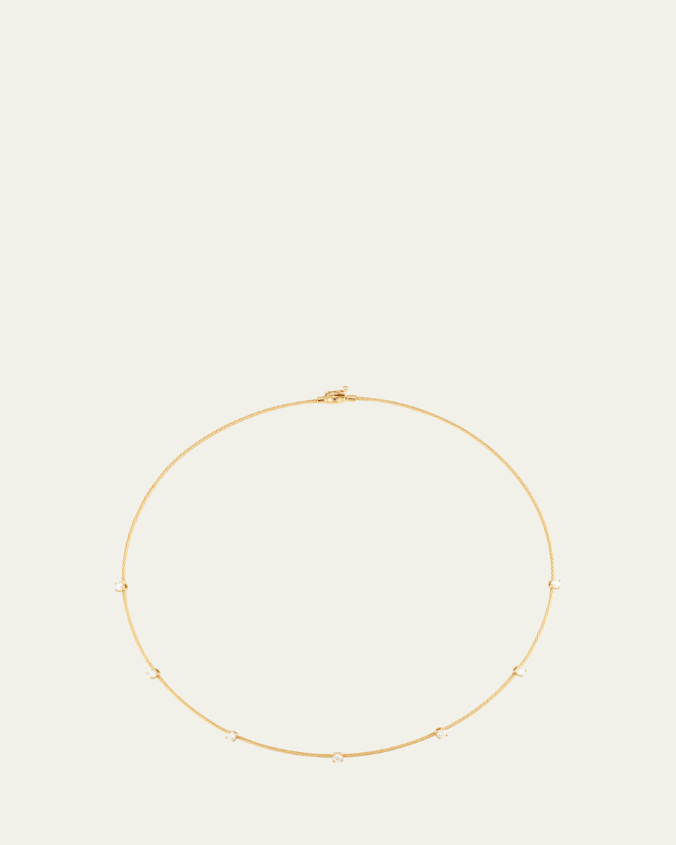 Unity Wire Necklace in 18k Yellow Gold with 7 Diamonds